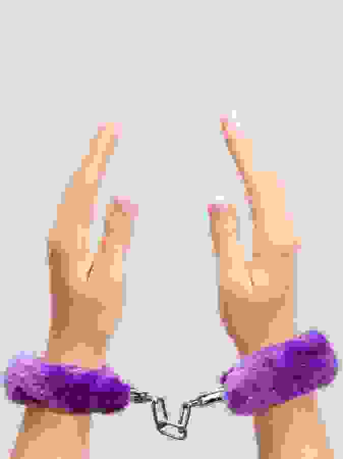 Lovehoney Purple Furry Handcuffs, Purple, hi-res